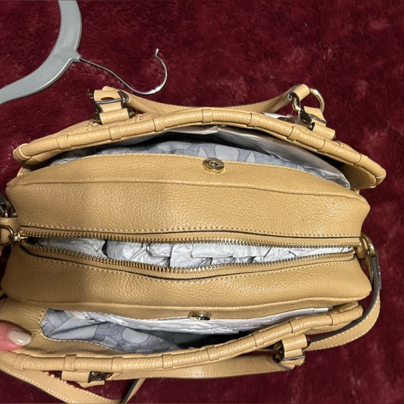 Aimee kestenberg leather medium satchel camel/mustard, yellow gold hardware. - Picture 11 of 13